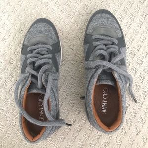 Gray and white Jimmy choo sneakers